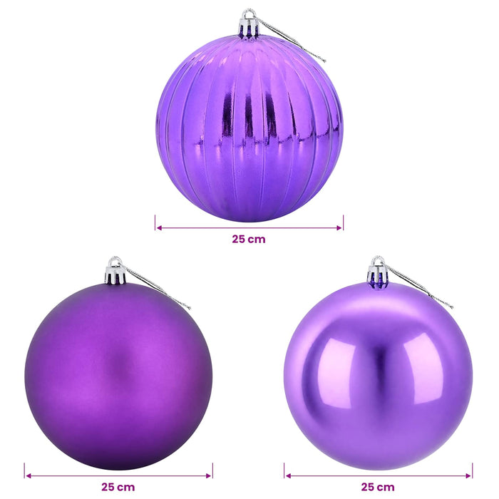 Set de globuri de Crăciun XXL 3 buc. Violet Ø 25 cm Plastic WALTI