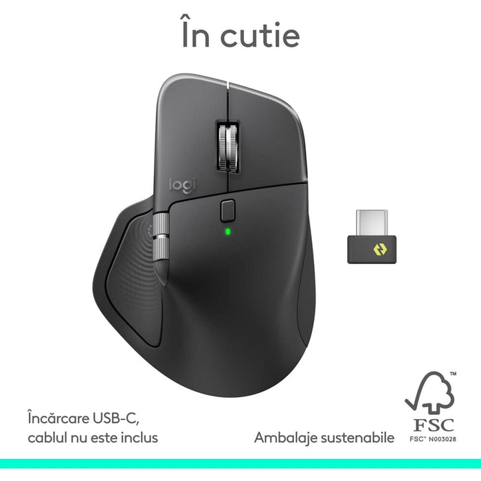 Mouse Wireless LOGITECH MX Master 4, 8000 dpi, Bluetooth, grafit WALTI