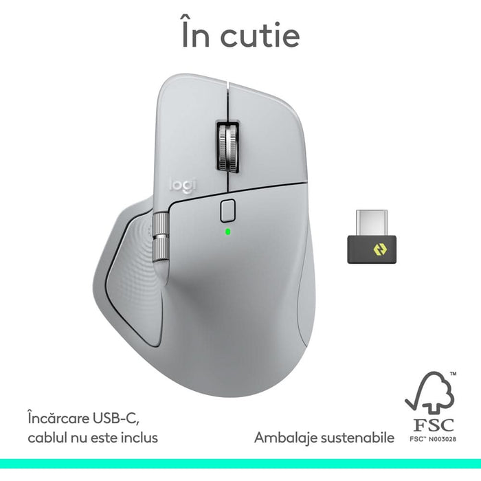 Mouse Wireless LOGITECH MX Master 4, 8000 dpi, Bluetooth, gri WALTI