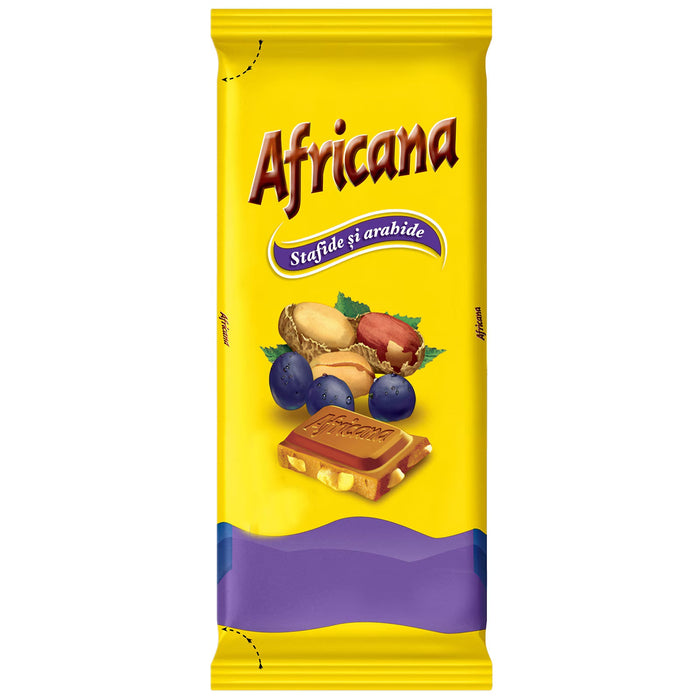 Africana Ciocolata Arahide si Stafide 80 g - WALTI WALTI