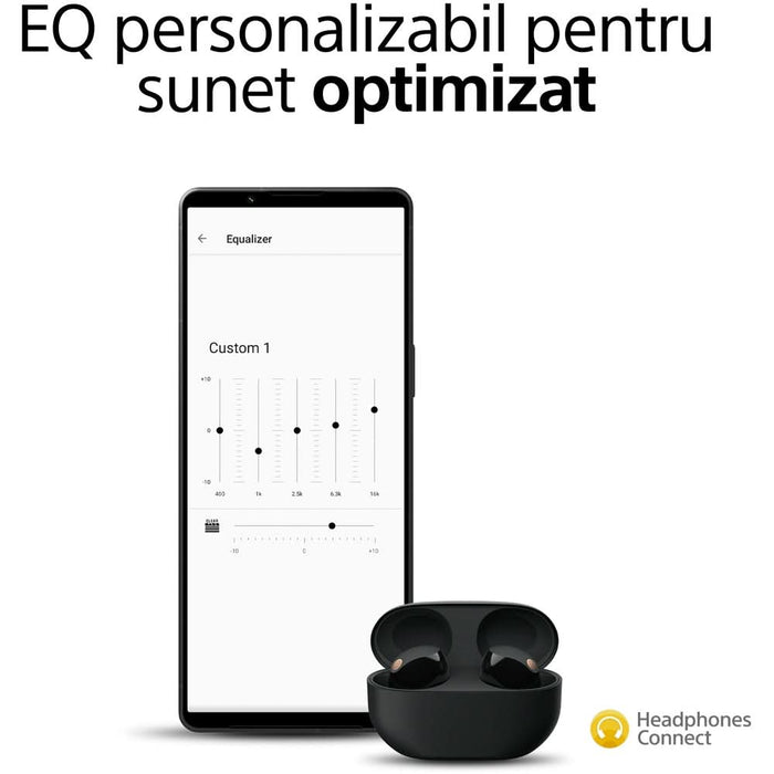 Casti SONY WF-1000XM5B, True Wireless, Bluetooth, In-ear, Microfon, Noise Cancelling, negru WALTI