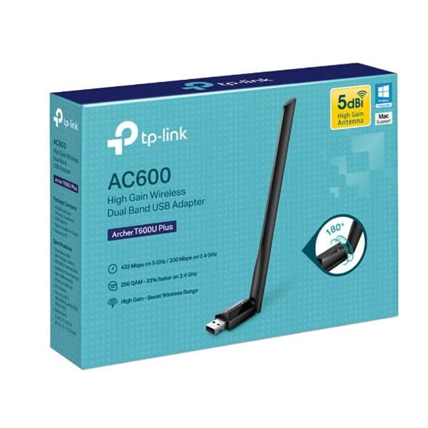Adaptor USB Wireless TP-LINK Archer T600U Plus, Dual-Band 200 + 433 Mbps, negru WALTI