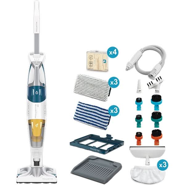 Aspirator vertical cu abur ROWENTA Clean&Steam Multi RY8561WH, 0.5l, 1700W, tehnologie ciclonica, alb-albastru WALTI