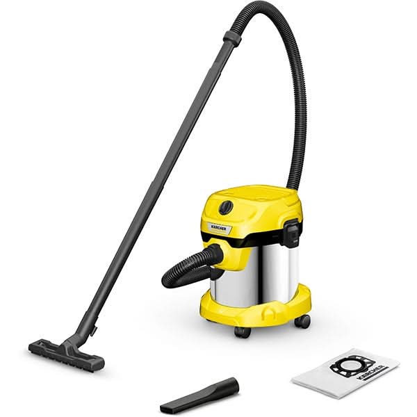 Aspirator cu sac KARCHER WD 2 1.628-050.0, 15l, 1000W, galben-argintiu WALTI
