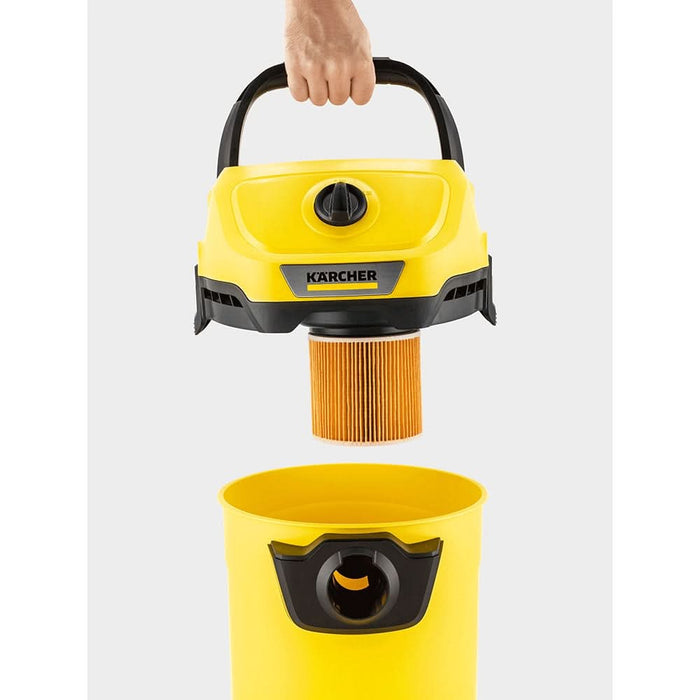 Aspirator cu sac KARCHER WD 3 V-17/4/20, 17l, 1000W, 75dB, galben-negru WALTI