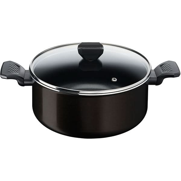 Oala cu capac TEFAL Simply Clean B5674653, 4.5l, 24cm, aluminiu, negru WALTI