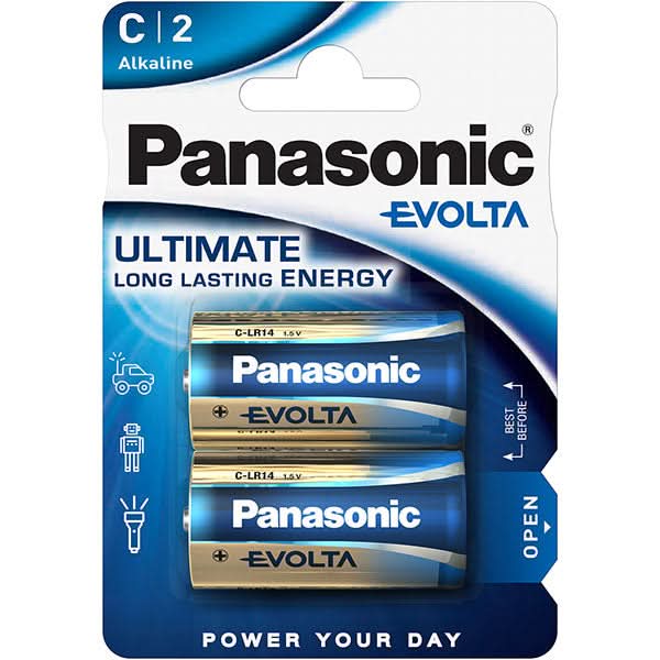 Baterii PANASONIC Evolta Alkaline LR14/C, 2 bucati WALTI