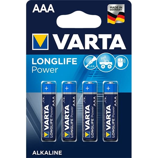 Baterii alcaline AAA VARTA Longlife Power, 4 bucati WALTI
