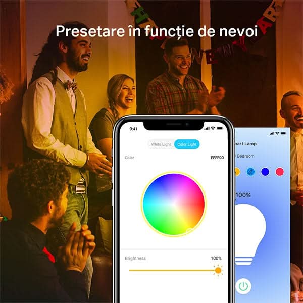 Bec LED Smart TP-LINK Tapo L530E, E27, 9W, 806lm, Wi-Fi, lumina variabila, compatibil Alexa, Google Assistant WALTI