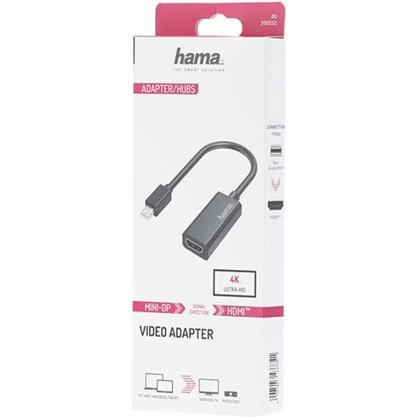 Adaptor Mini DisplayPort - HDMI HAMA 200332, UHD 4K, negru WALTI
