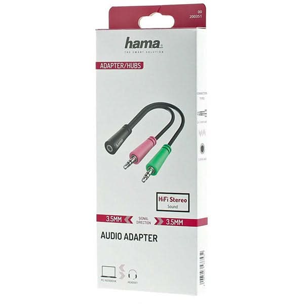 Adaptor audio Jack 3.5mm HAMA 200351, negru WALTI