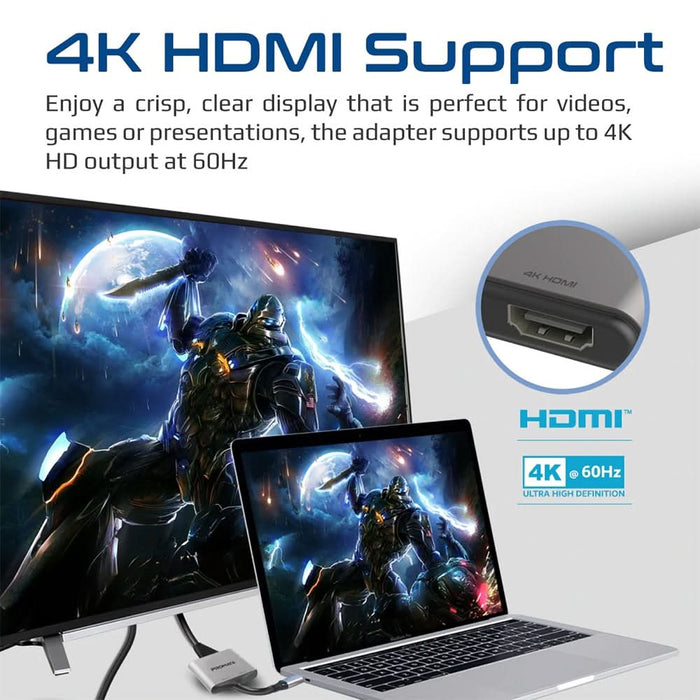 Adaptor USB-C la HDMI PROMATE MediaLink-H2, gri - WALTI WALTI