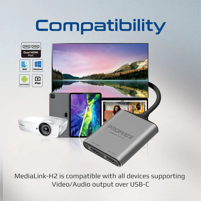 Adaptor USB-C la HDMI PROMATE MediaLink-H2, gri - WALTI WALTI