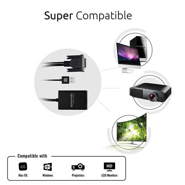 Adaptor VGA-HDMI PROMATE proLink-V2H, negru WALTI