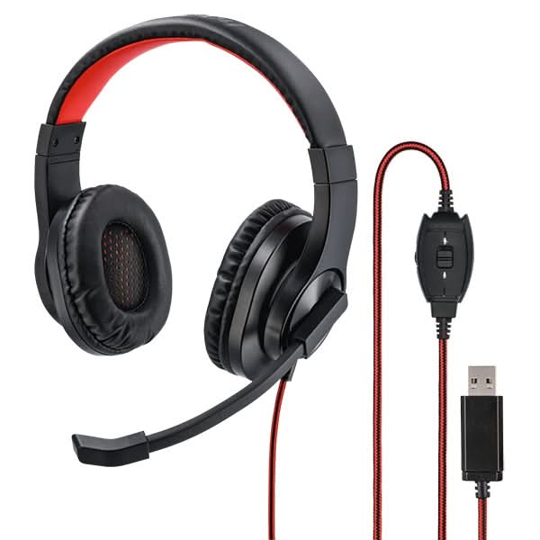 Casti PC HAMA PC-Office HS-USB400, USB, negru-rosu WALTI