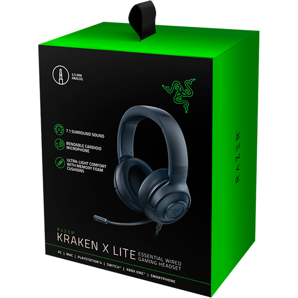 Casti Gaming RAZER Kraken X Lite, 7.1, multiplatforma, 3.5mm, negru WALTI