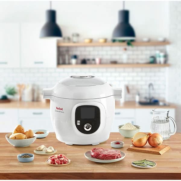 Multicooker TEFAL Cook4Me+ CY851130, 6l, 1600W, 6 programe, aplicatie 150 retete, alb-gri WALTI