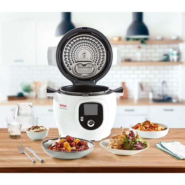 Multicooker TEFAL Cook4Me+ CY851130, 6l, 1600W, 6 programe, aplicatie 150 retete, alb-gri WALTI