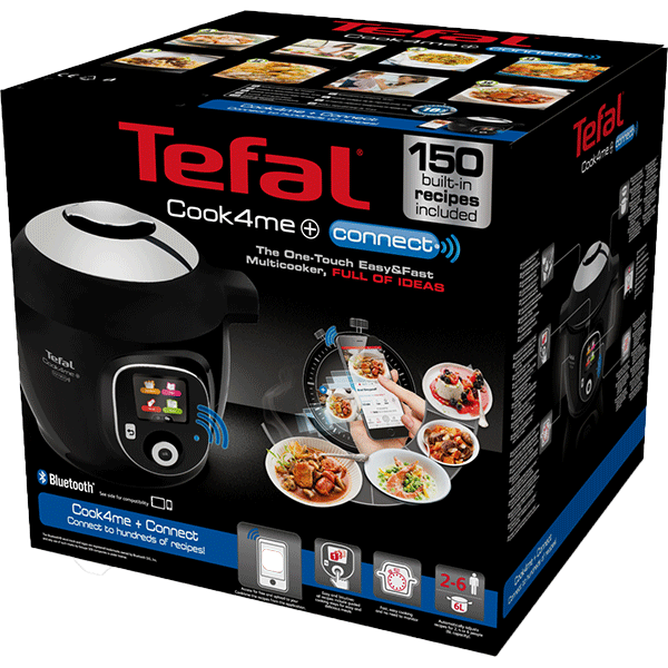 Multicooker TEFAL Cook4Me+ Connect CY855830, 6l, 1600W, 6 programe, negru-argintiu WALTI