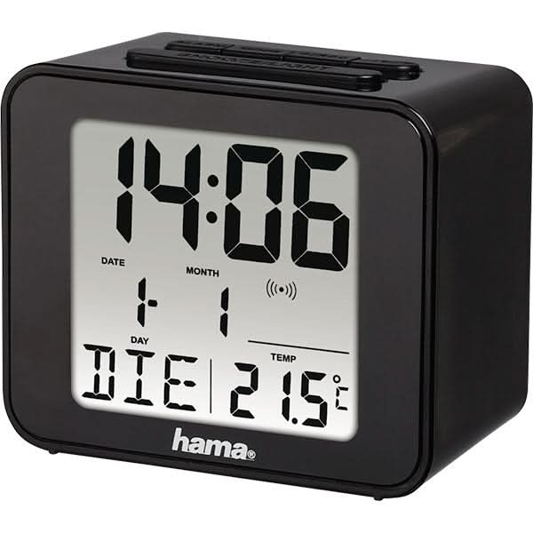 Ceas cu alarma HAMA Cube 00186304, DCF radio, negru WALTI