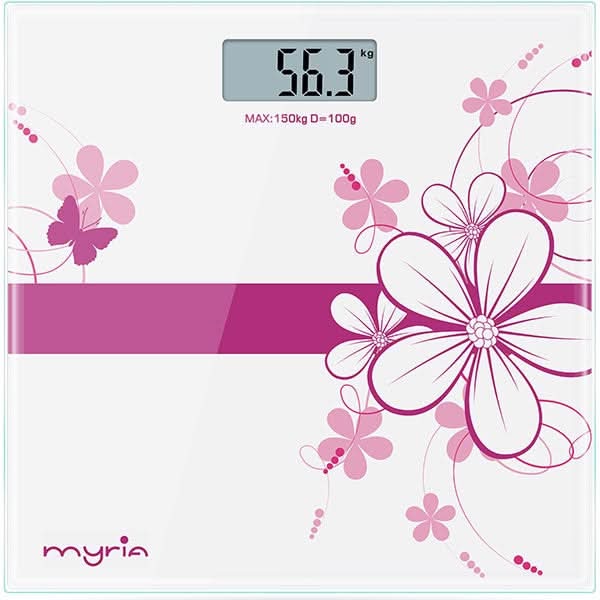 Cantar corporal MYRIA MY4805WH, 150kg, electronic, sticla securizata, alb WALTI