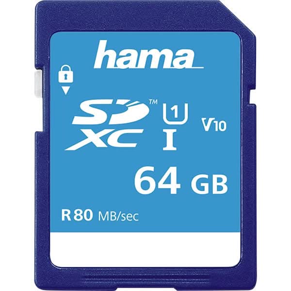 Card de memorie HAMA 124136, SDXC, 64GB, 80MB/s, clasa 10/U1/V10, UHS-I WALTI