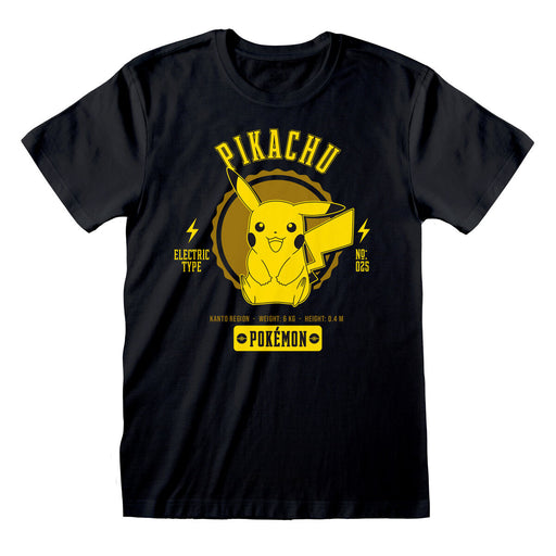 Tricou cu Mânecă Scurtă Pokémon Collegiate Picachu Negru Unisex - WALTI WALTI