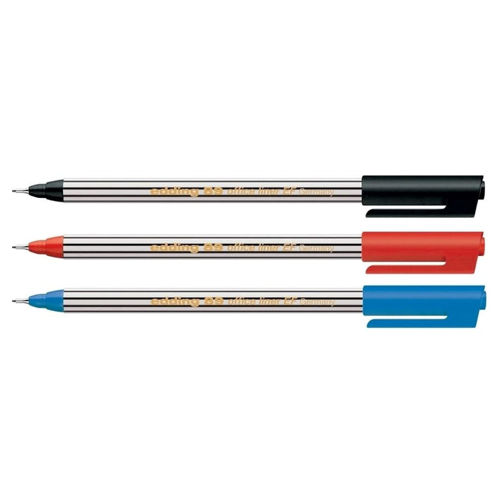 Liner EDDING Office 89, fetru, 0.3 mm, 3 culori (negru, rosu, albastru) WALTI