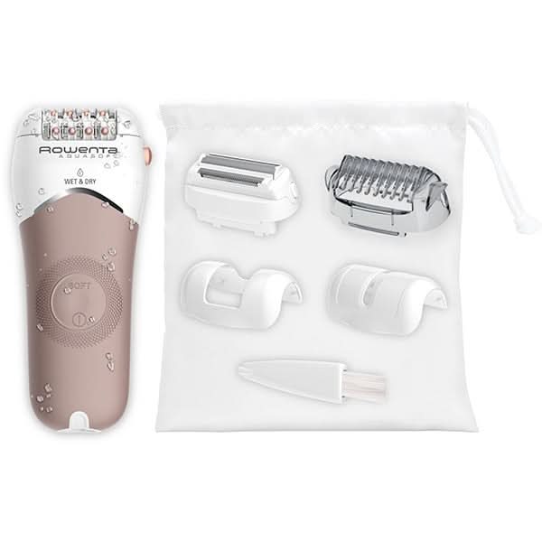 Epilator ROWENTA Aqua Soft EP4930F0, 24 pensete, 2 viteze, 6 accesorii, Wet&Dry, acumulator, alb-argintiu WALTI