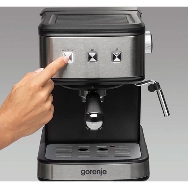 Espressor manual GORENJE ESCM12MBK, 1.5l, 850W, 15 bar, sistem Cappuccino, negru-argintiu WALTI