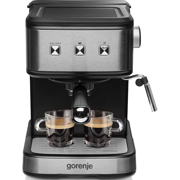 Espressor manual GORENJE ESCM12MBK, 1.5l, 850W, 15 bar, sistem Cappuccino, negru-argintiu WALTI