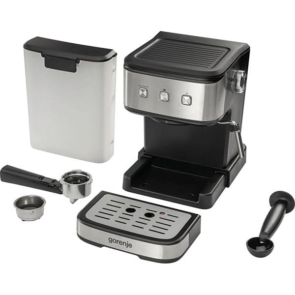 Espressor manual GORENJE ESCM12MBK, 1.5l, 850W, 15 bar, sistem Cappuccino, negru-argintiu WALTI