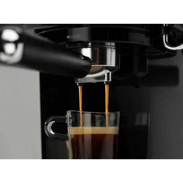 Espressor manual GORENJE ESCM15DBK, 1.5l, 1100W, 15 bar, sistem Cappuccino, negru-argintiu WALTI