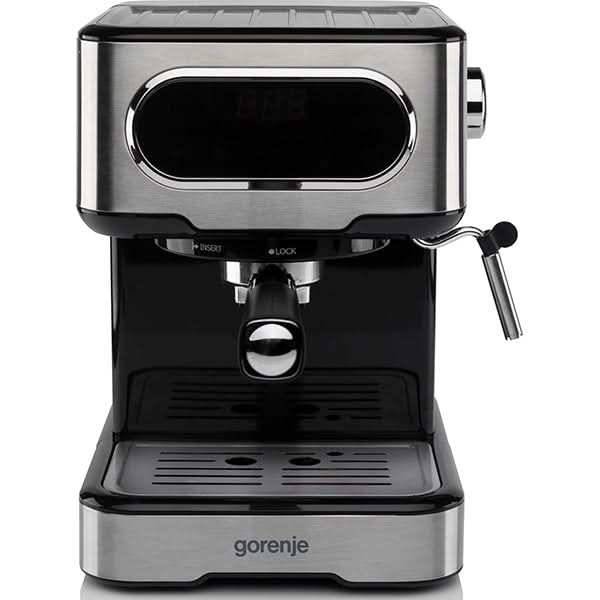 Espressor manual GORENJE ESCM15DBK, 1.5l, 1100W, 15 bar, sistem Cappuccino, negru-argintiu WALTI