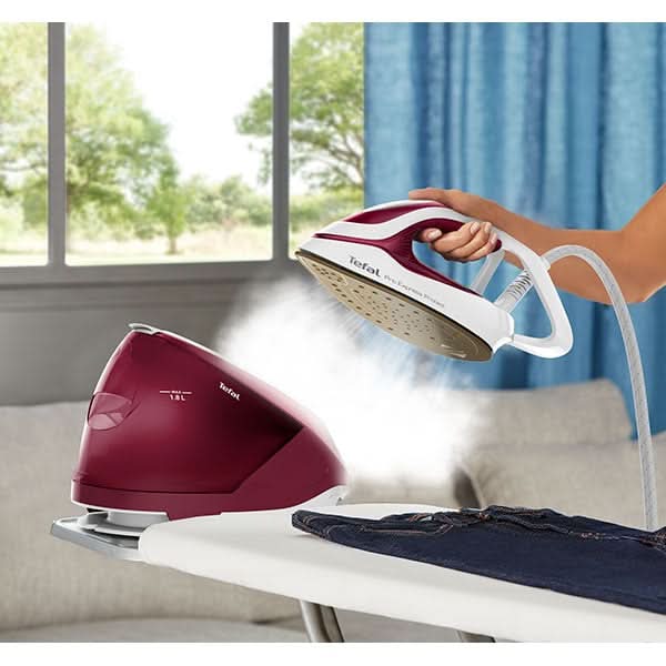 Statie de calcat TEFAL Pro Express Protect GV9220E0, 2600W, 540g/min, 1.8l, talpa Durilium AirGlide, alb-rosu WALTI