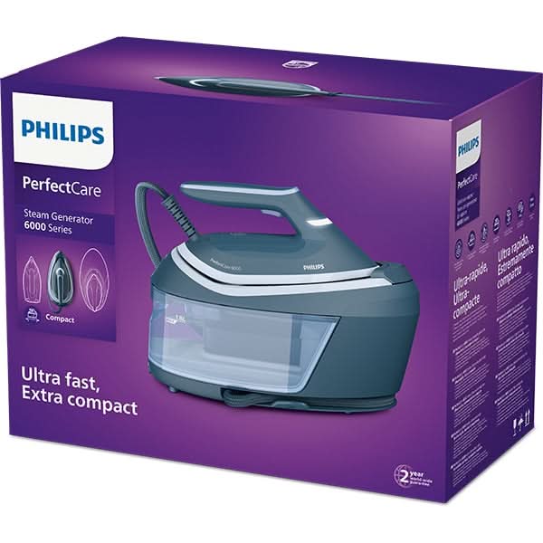 Statie de calcat PHILIPS Seria 6000 PSG6042/20, 2400W, 550g/min, 1.8l, talpa SteamGlide Advanced, albastru - WALTI WALTI