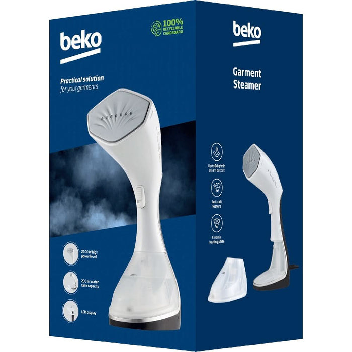 Aparat de calcat vertical BEKO STM6120W, 2200W, 25g/min, 230ml, talpa ceramica, alb-negru WALTI