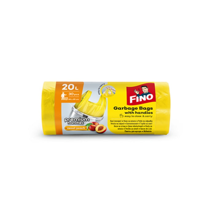 FINO Saci menajeri Premium Handles cu Aromă de Piersică 20L 30 bucati - WALTI WALTI