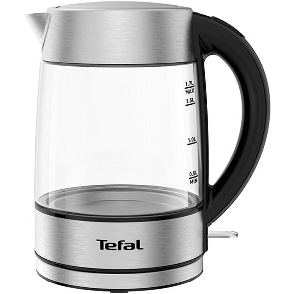 Fierbator apa TEFAL Glass KI772D38, 1.7l, 2200W, argintiu-negru WALTI