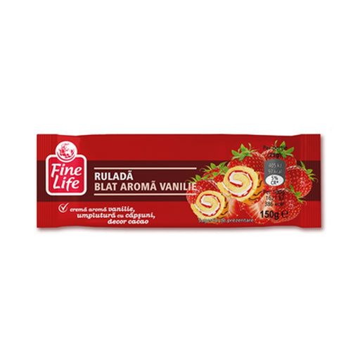 Fine Life Rulada Crema Vanilie si Capsuni 150 g - WALTI WALTI