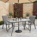 Masă Grădină cu Blat din Sticlă si Orificiu Umbrelă, Gri, 120x70x70 cm - WALTI WALTI