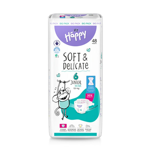 HAPPY Soft & Delicate Junior 48 bucati Scutece Nr. 6 - WALTI WALTI