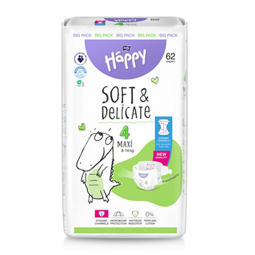 HAPPY Soft & Delicate Maxi 62 bucati Scutece Nr. 4 - WALTI WALTI