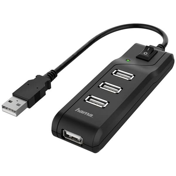 Hub USB HAMA 200118, USB 2.0, comutator switch, negru WALTI