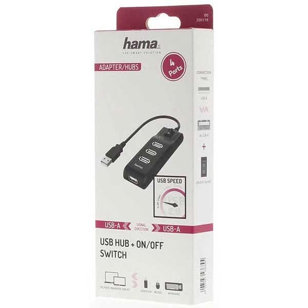 Hub USB HAMA 200118, USB 2.0, comutator switch, negru WALTI