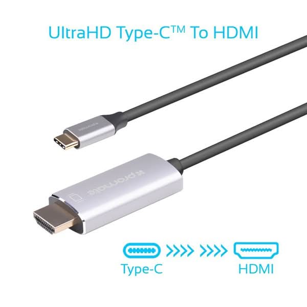 Cablu HDMI - USB Type-C PROMATE HDLink-60H, 1.5m, negru-argintiu WALTI
