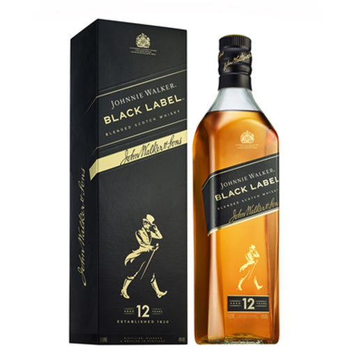 JOHNNIE WALKER BLACK LABEL Blended Scotch Whisky 40% SGR 1 L - WALTI WALTI