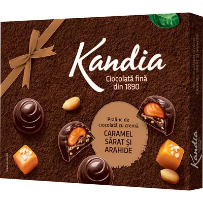 KANDIA Praline de Ciocolata cu Crema de Caramel Sarat si Arahide 104 g - WALTI WALTI
