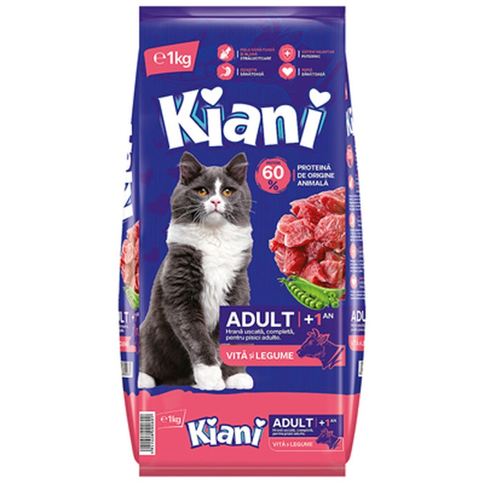 Kiani Adult Hrana Uscata pentru Pisici cu Vita si Legume 1 Kg - WALTI WALTI