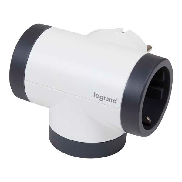 Adaptor priza LEGRAND L694522, 2 prize, 2 x USB, alb-gri inchis WALTI